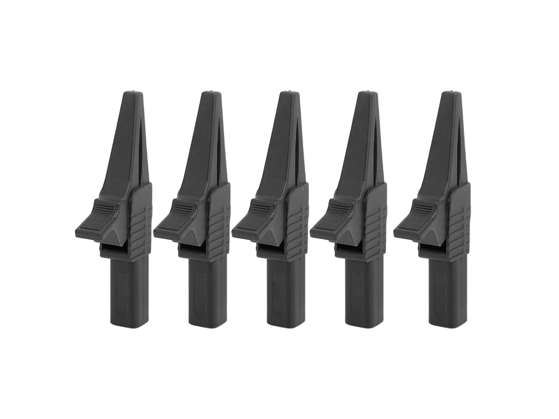 5 pinzas de prueba seguras J.60039 con conector de 4 mm para instrumentos electrónicos, color negro | Sin marca
