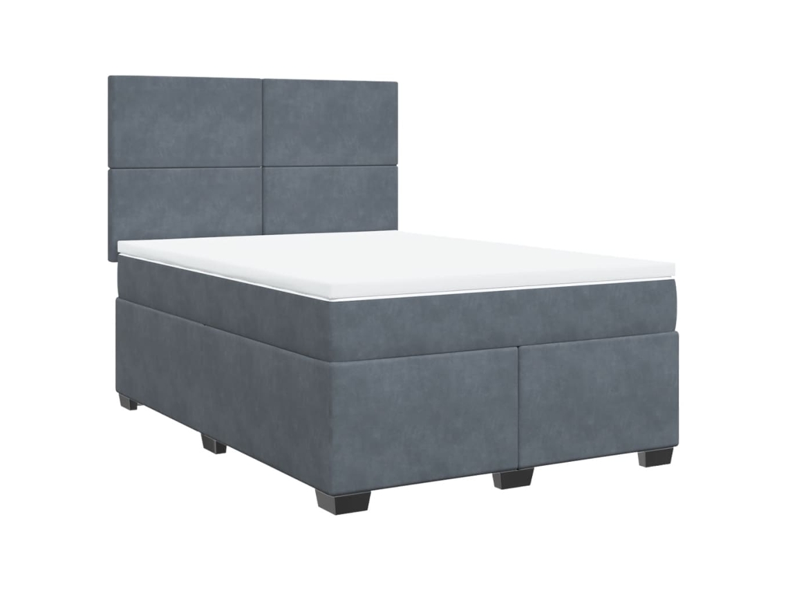 Maison Exclusive - Cama Box Spring Con Colchón Terciopelo Gris Oscuro 140x200 Cm
