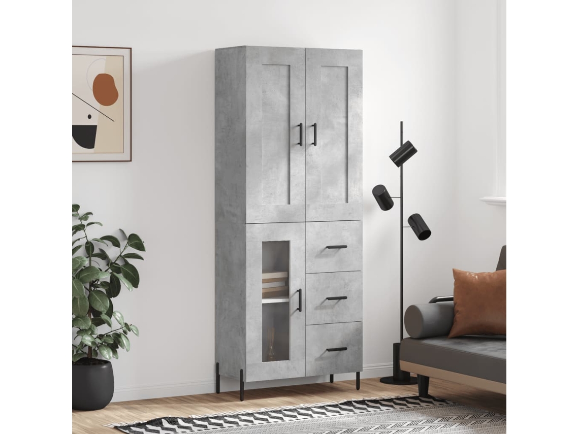 Aparador Alto Madera Contrachapada Gris Hormigón 69,5x34x180 Cm