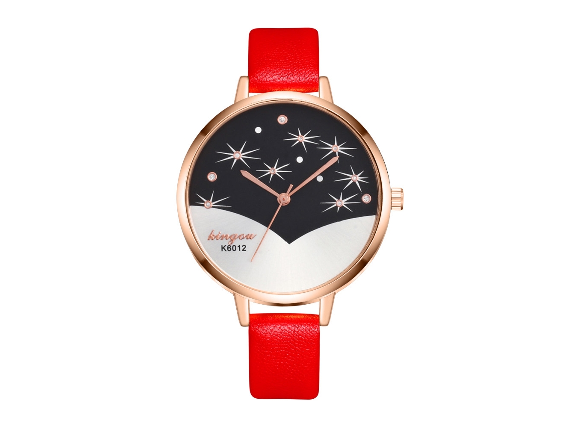 Reloj De Pulsera De Cuarzo Para Mujer Con Correa De Piel Sintética, Estilo Rosa Sencillo.