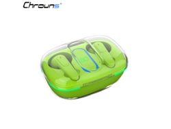 Auricular Inalámbrico Bluetooth, Chrouns Con Estuche De Carga Inalámbrica, Auriculares Estéreo En La Oreja, Verde