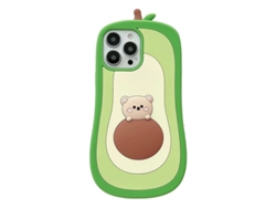 Cubre Teléfono Kawaii De Aguacate Con Oso Para Iphone 14 Pro Max Silicona Resistente A Impactos
