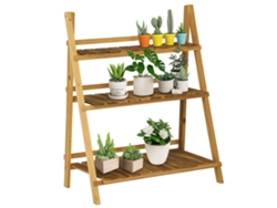 Soporte plegable de madera para plantas, 3 niveles, para uso exterior.