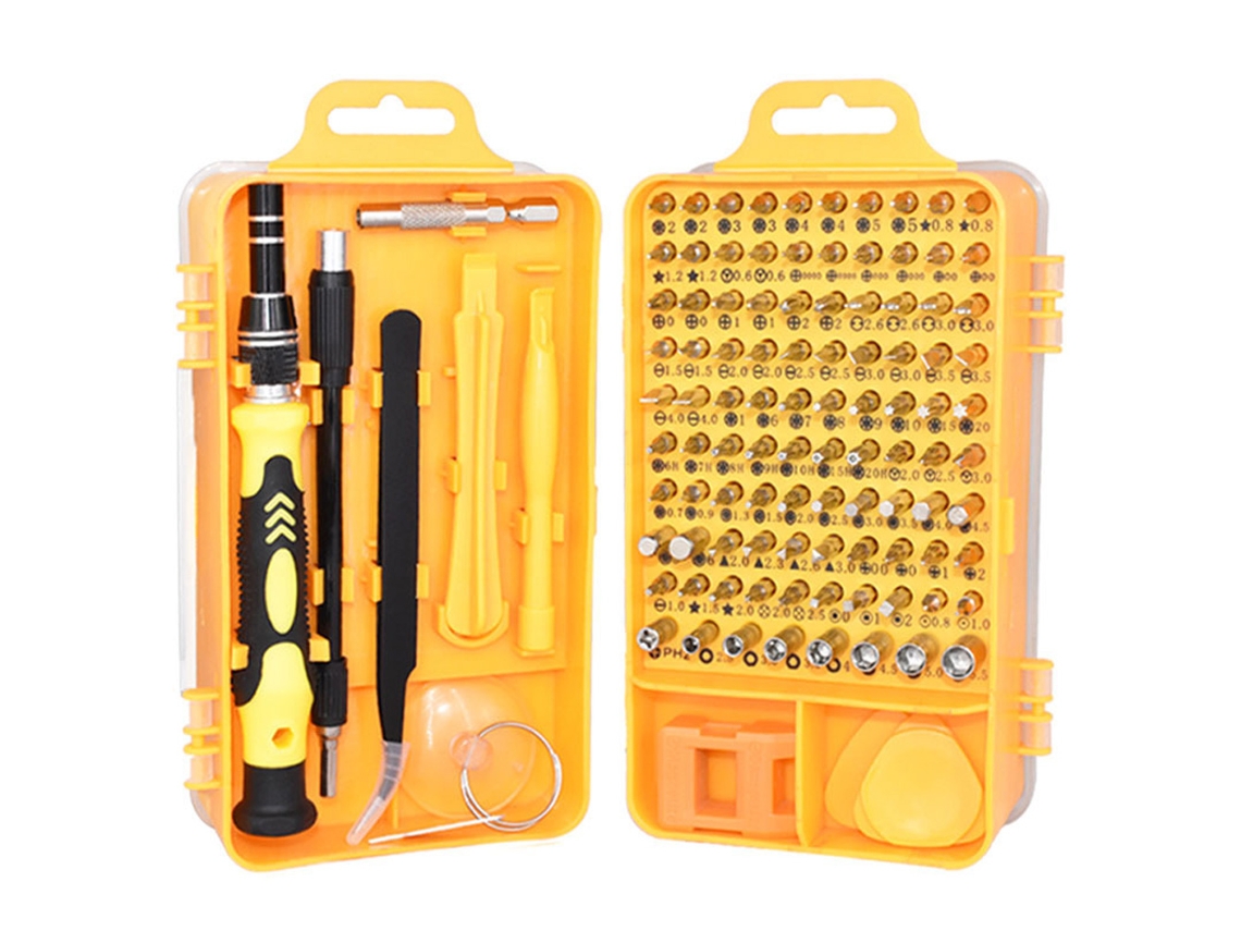 Kit De Destornilladores Multifuncionales 115 En 1 Para Reparar Teléfonos Y Relojes - Amarillo