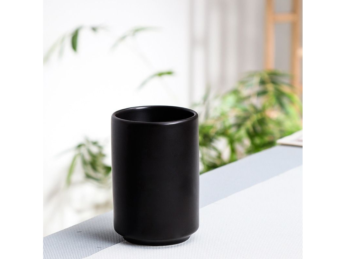 Soporte De Cerámica Para Cepillos De Dientes Con Esmalte Brillante - Negro - Baño Moderno