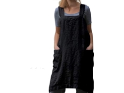 Delantal Largo De Algodón Y Lino, Vestido Casa Round, Holgado