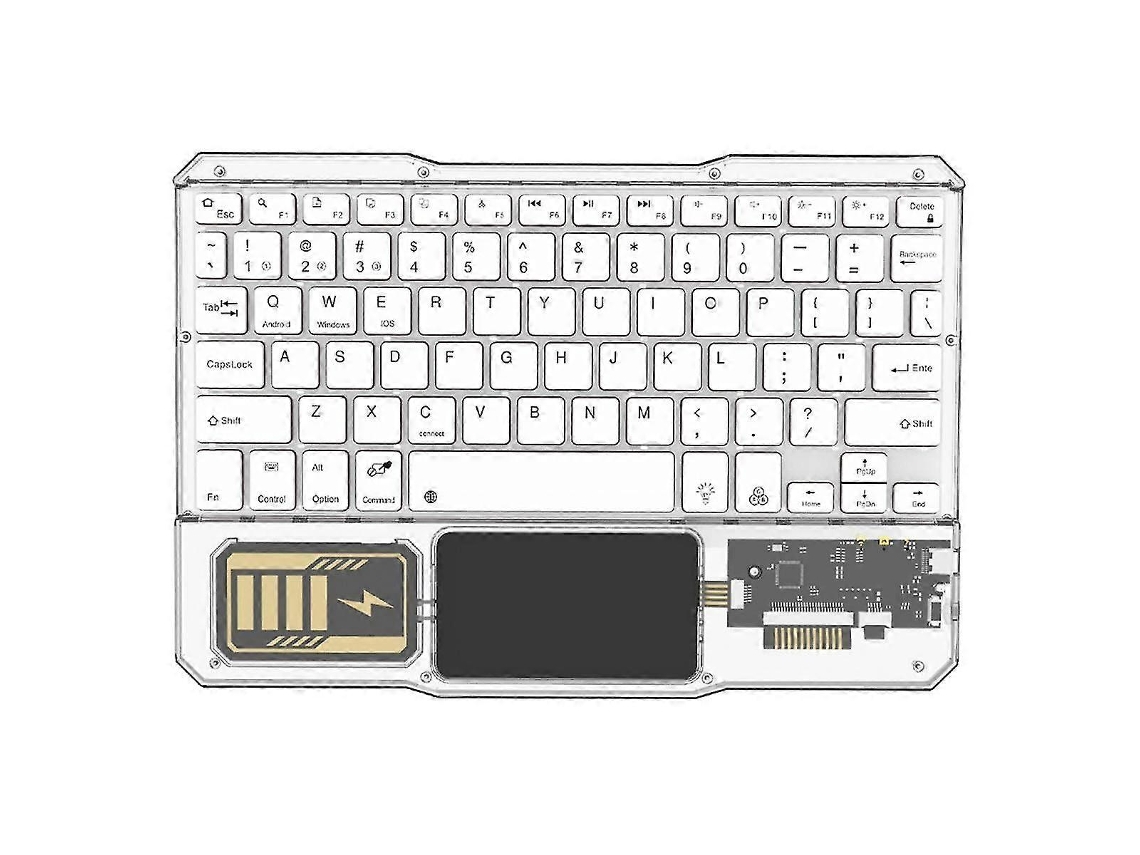 Teclado inalámbrico luminoso con panel táctil recargable y Bluetooth para teléfono, PC, tableta y juegos, blanco Everley891