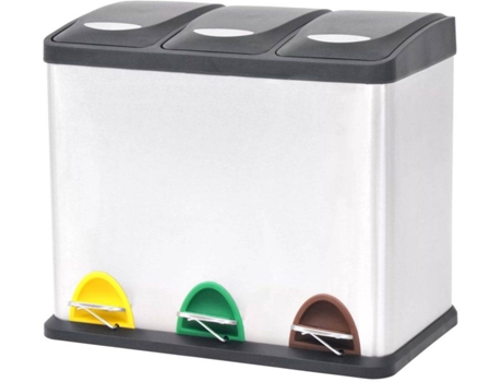 vidaXL Cubo de reciclaje y basura con pedal acero inoxidable 24 L