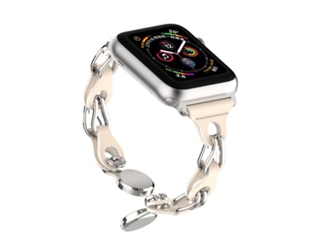 Correa de reloj inteligente para Apple Watch Ultra 49 mm Correa de cuero hueca con hebilla magnética (color Starlight)
