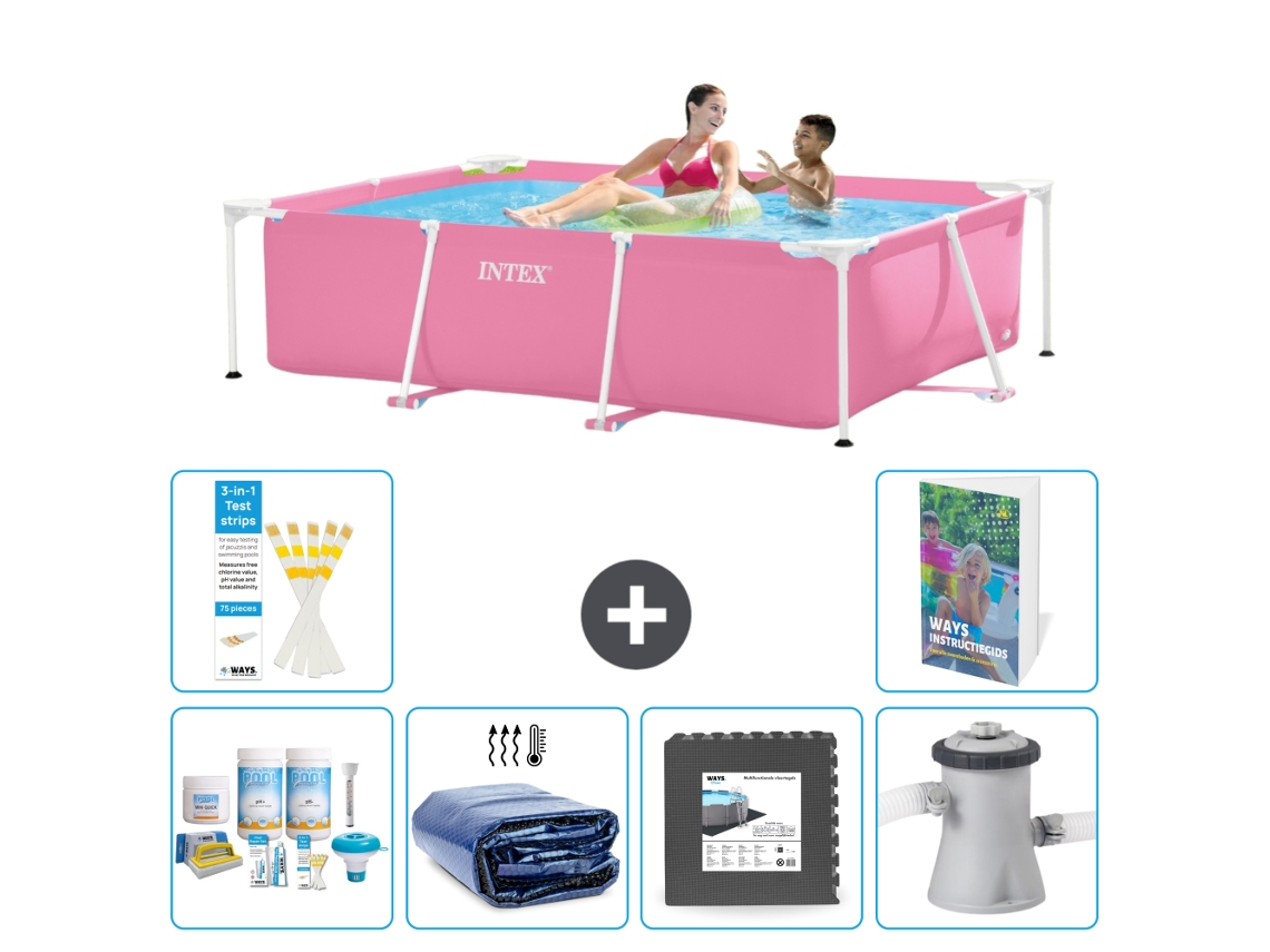 Intex Piscina Com Estrutura Retangular - 220x150x60 Cm - 7-peças S59