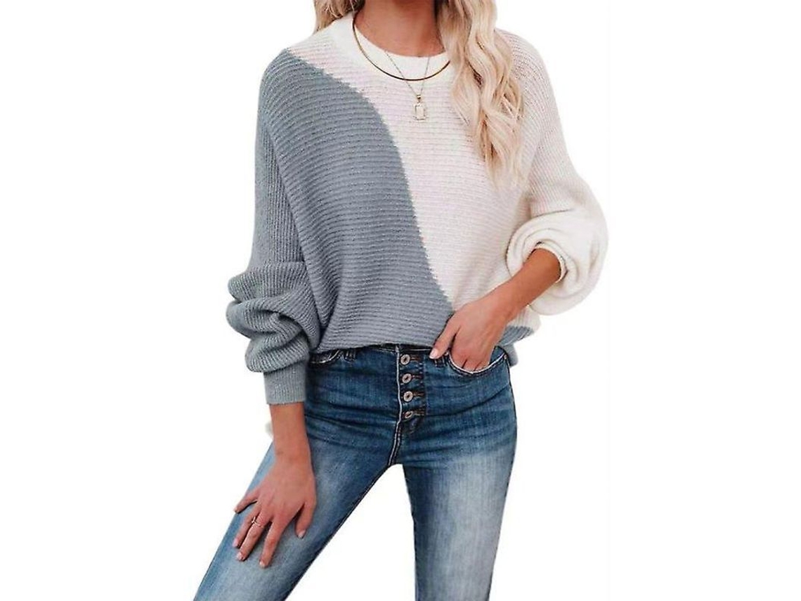 2026-jersey De Punto De Cuello Alto Con Bloques De Color Para Mujer
