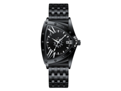 Reloj De Cuarzo Para Hombre (negro) Con Esqueleto Plateado