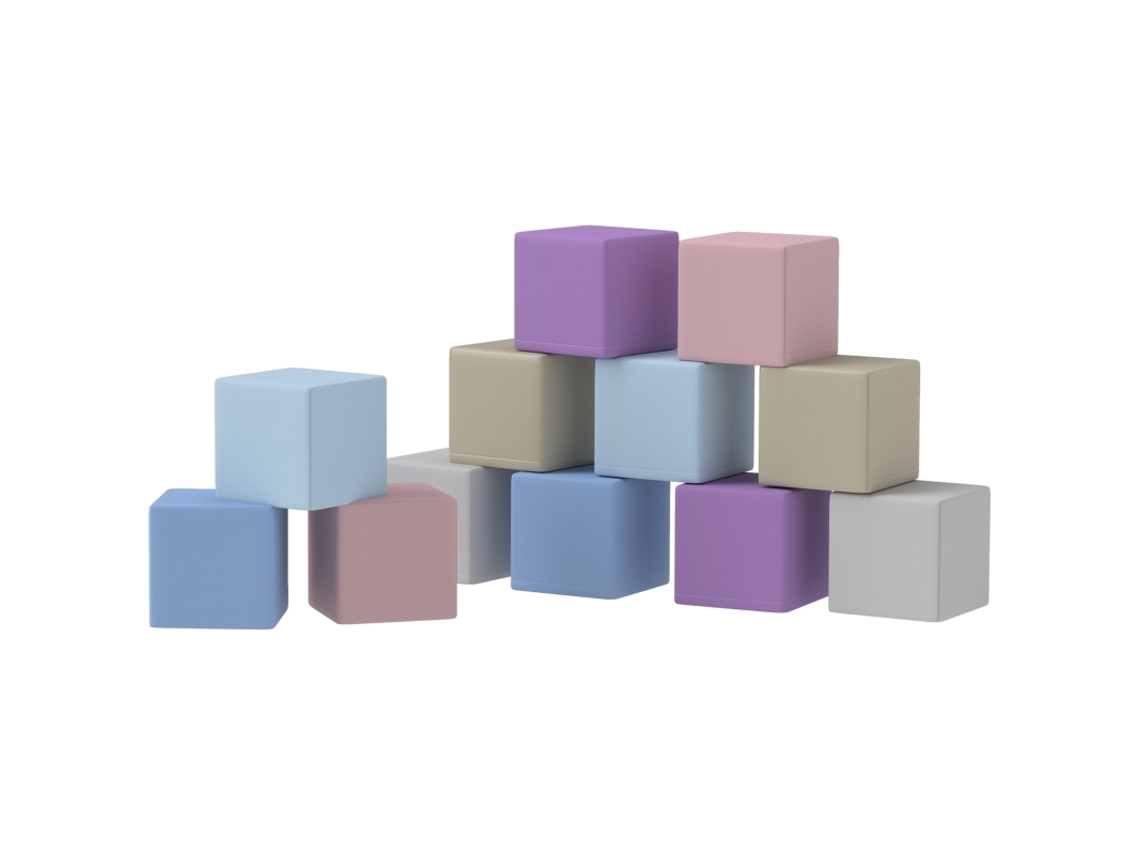 Bloques De Construcción Blandos, 12 Cubos, 20x20cm, Edades 1-3, Cuero
