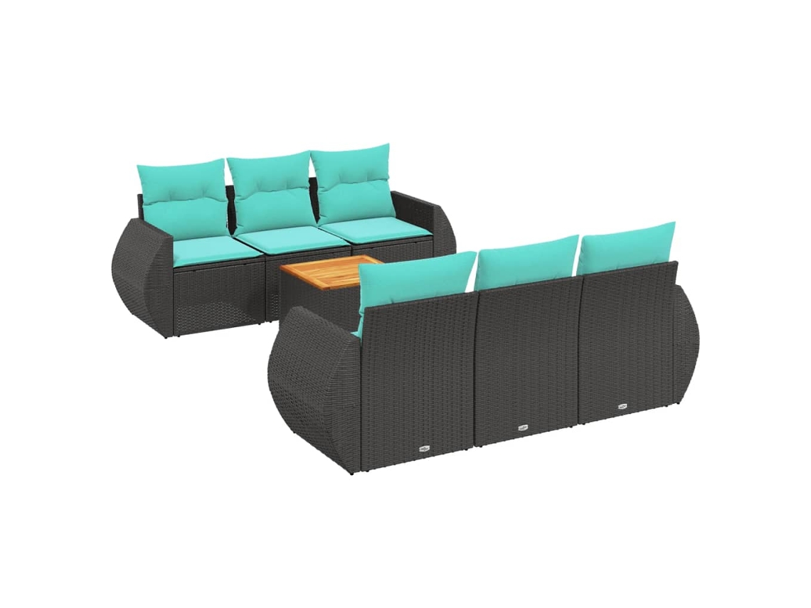 Maison Exclusive - Conjunto De Sofá De Jardín De 7 Piezas Con Cojines, De Poliratán Negro