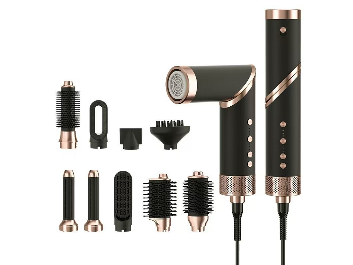 Secador de pelo MDUG con calefacción eléctrica y peine plegable multifunción, negro (medidor de euros 9 en 1)
