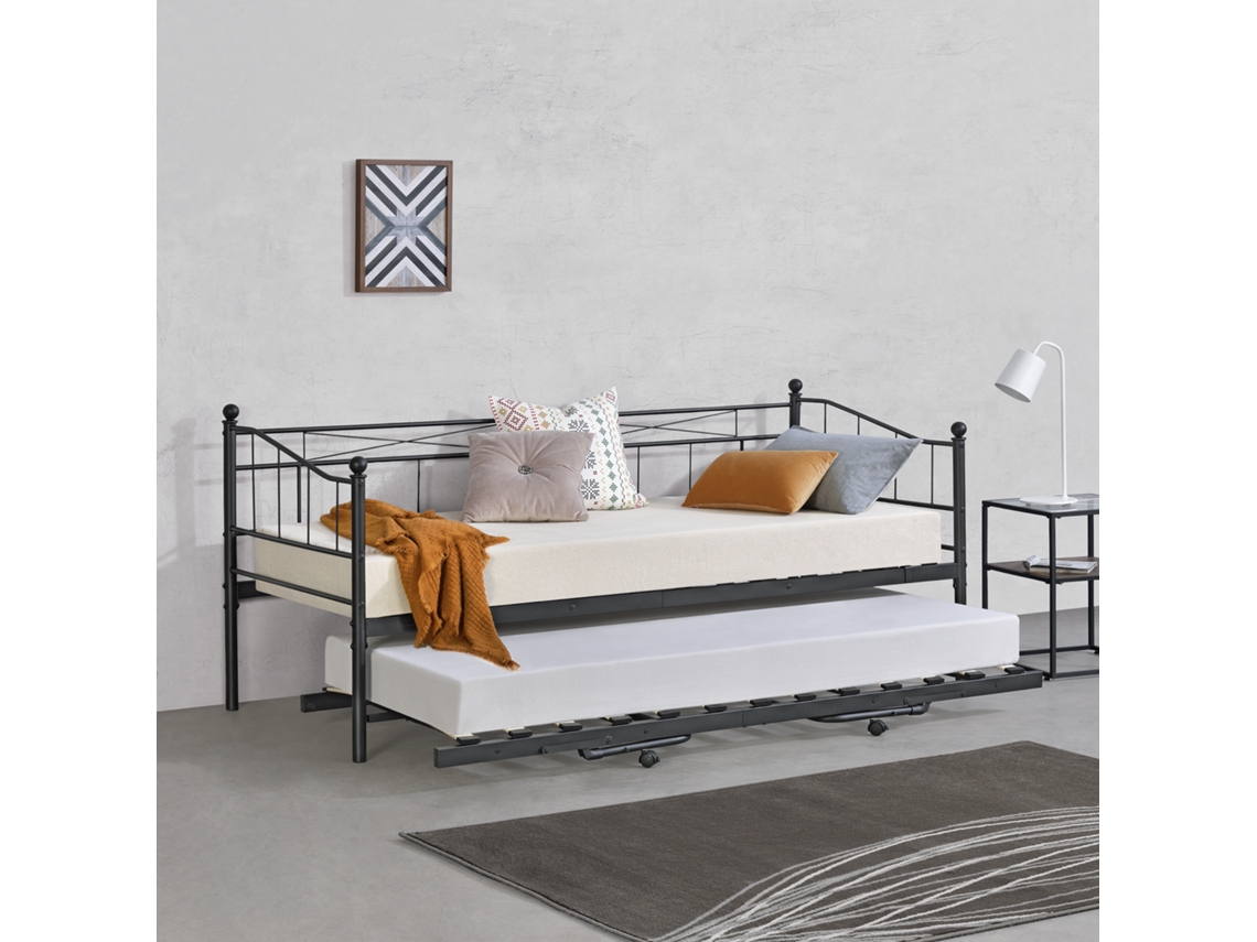 Cama [ES.CASA] (Metal - Negro - 90x200 cm)