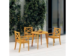Sillas de comedor para exterior, 3 piezas, madera maciza de acacia, DKD Home Decor