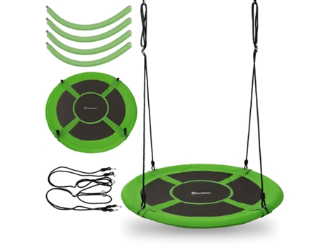 Columpio Nido de Pájaro Ø 110 x Al 160 cm - Máx 100 kg - Columpio infantil 3 de altura regulable - Columpio redondo HYPERMOTION