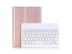 Teclado Bluetooth con funda de cuero, teclado estándar en oro rosa y blanco, Galaxy Tab S6 10.5 T860/T865 Yunzii