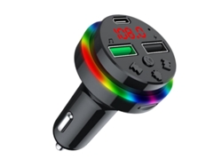 Transmisor de FM YIZHOOD F15 Adaptador de cargador estable Luz LED Temperatura inteligente inalámbrica negro