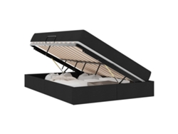Maison Exclusive - Cama Con Almacenamiento Y Colchón Negro 140 X 200 Cm Poliéster