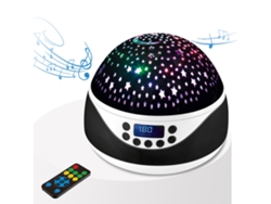 Proyector de cielo estrellado con luz nocturna y rotación de 360°, lámpara LED de estrellas con 8 luces de colores, color negro y dorado.