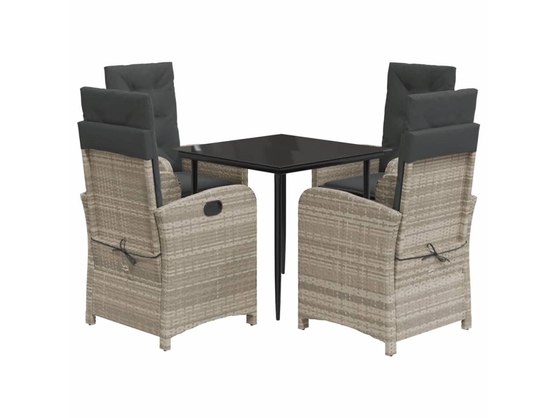 Maison Exclusive - Set Comedor De Jardín 5 Pzas Cojines Ratán Sintético Gris Claro