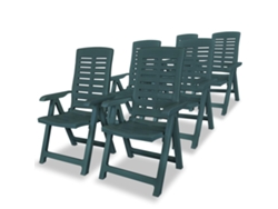 Sillas de jardín reclinables DKD Home Decor de 6 piezas, plástico verde