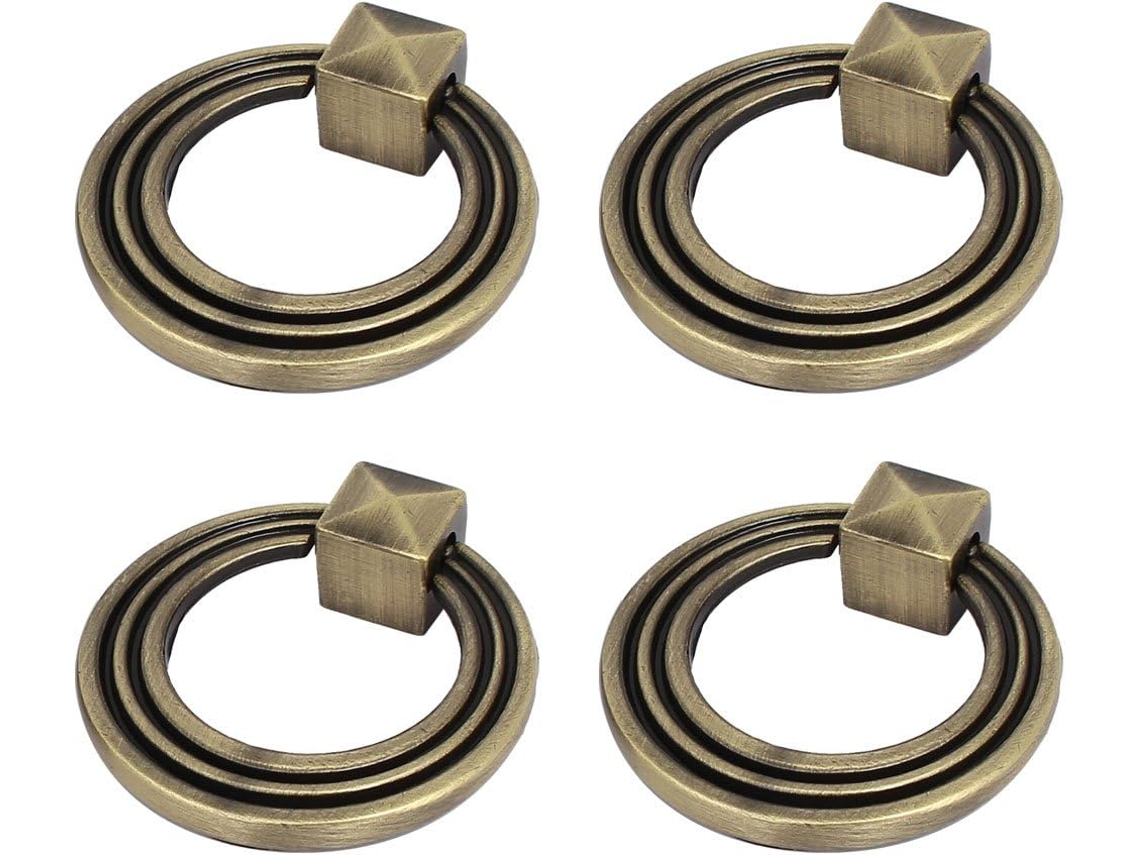 Tiradores Anilla Cajones Estilo Retro, Tono Bronce, 45x43x12 Mm, 4