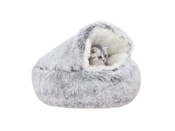 2026-cama Para Gatos En Interiores Con Capucha Grande, Anti Ansiedad, Suave Y Calientita, Gris