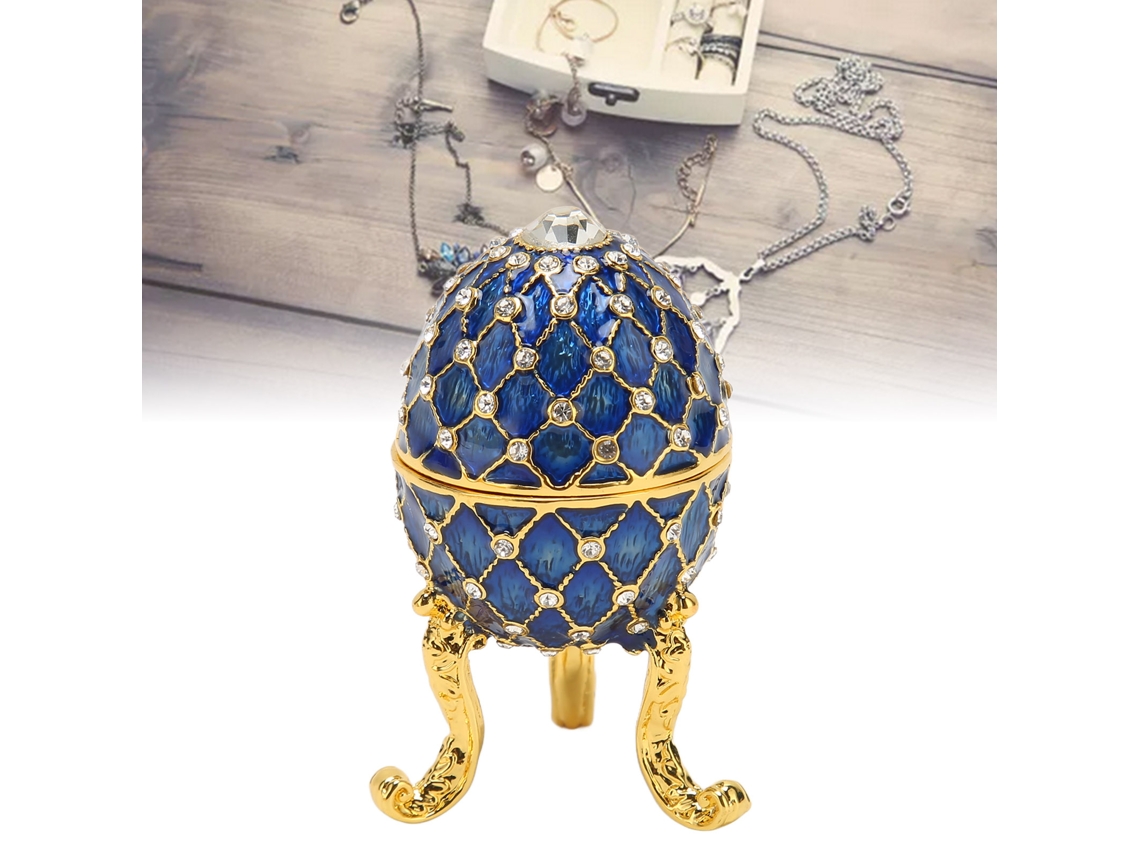 Joyero Con Forma De Huevo, Aleación De Zinc, Base De Trípode Dorada Para Anillos, Elemento Decorativo.