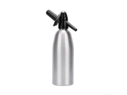 Máquina de agua con gas con nivel de efervescencia, prepara tu propio refresco en la cocina, aluminio plateado.