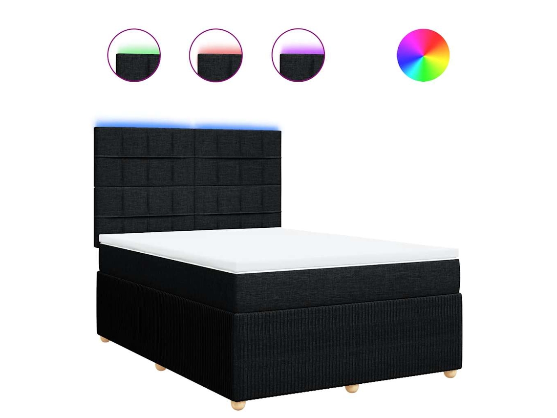 Maison Exclusive - Cama Box Spring Con Colchón Tela Negro 140x190 Cm