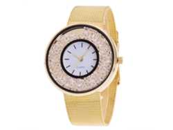 Reloj De Pulsera De Mujer Con Detalles De Diamantes De Imitación, Oro Rosa Y Blanco.