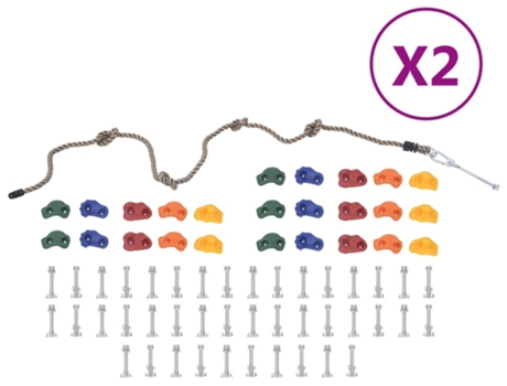 vidaXL Presas de escalada con cuerda 50 piezas multicolor