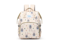 Maternidad Mochila Conejito Estampado Gran Capacidad Ligera Bolsa Viaje Multifuncional Bolsa Pañal Bebé Beige