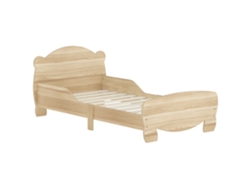 Cama Infantil De 70x140 Cm Con Barandilla De Seguridad, Diseño De Oso, Para Niños Y Niñas De 3 A 6 Años, Madera Natural.