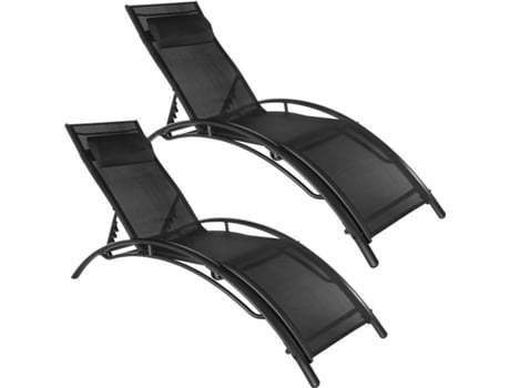 Conjunto de 2 Tumbonas TECTAKE Alina (Negro - Cloruro de Polivinilo y Poliéster - 59x158x81.5 cm)