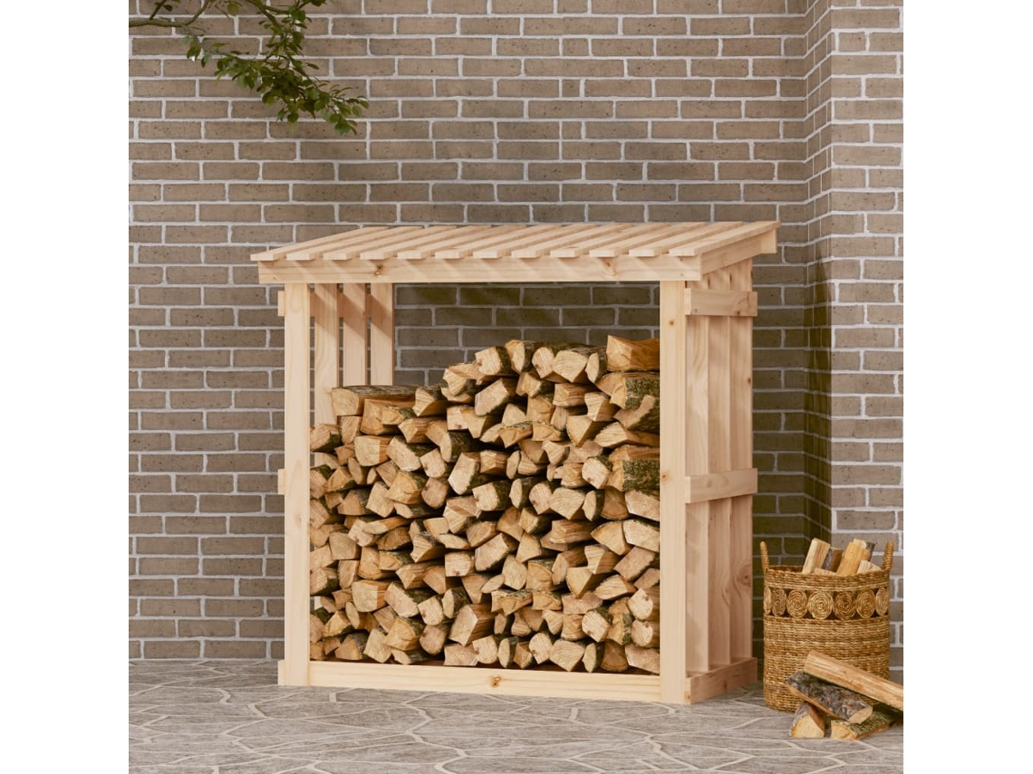 Estante para leña | Leñero de pino macizo (108 x 64,5 x 109 cm) Wsd748050 Lovely Home