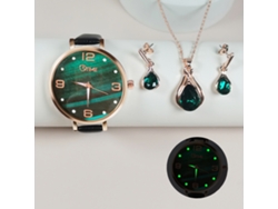 Conjunto De Regalo De 4 Piezas De Reloj, Collar Y Pendientes Para Mujer