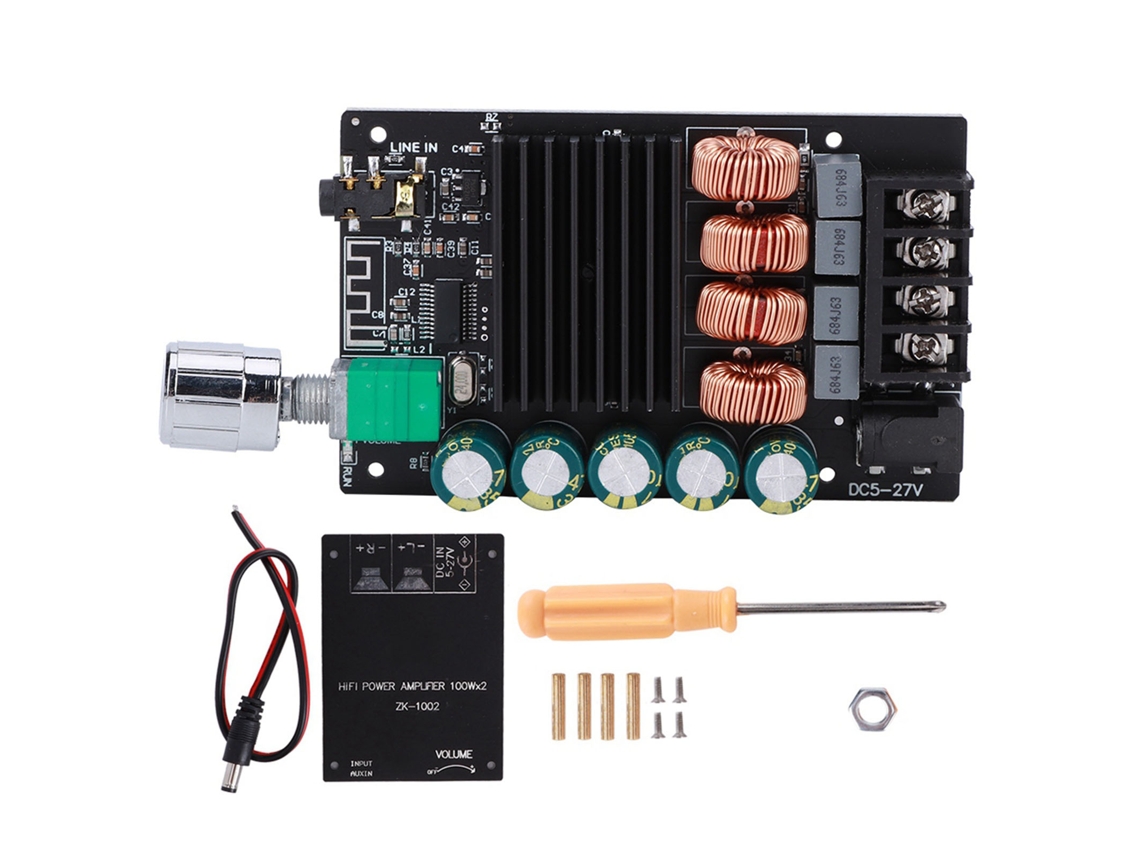 Placa Amplificadora Digital Estéreo Hifi De Alta Potencia De 100 W X 2 Con Módulo Bluetooth 5.0 Y Entrada Aux.
