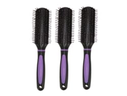 2026 - Conjunto de 3 escovas de cabelo com 9 fileiras e janelas para estilizar, massagear o couro cabeludo e definir cachos.