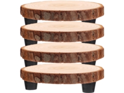 Juego De 2 Soportes Redondos De Madera Natural Para Macetas 11 4