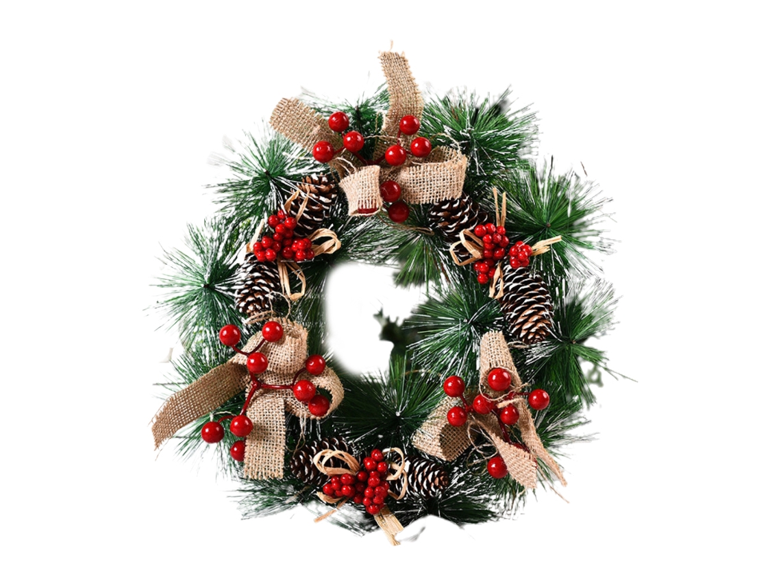 Corona Navideña Artificial Para Puerta, Fachada, Pared, Árbol, Decoración Festiva, 30 Cm