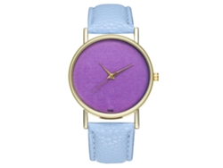 Elegante Reloj De Pulsera Analógico Con Bisel Redondo Y Movimiento De Cuarzo Azul Claro.