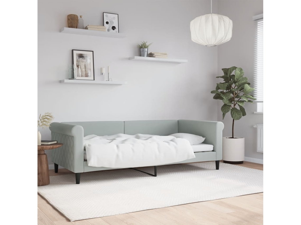 Sofá Cama Sin Colchón Terciopelo Gris Claro 90x190 Cm
