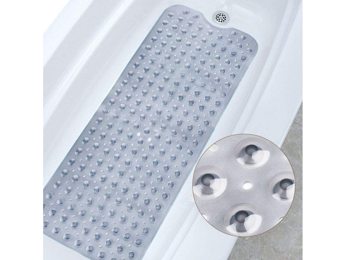 Alfombrilla De Baño Antivuelco, Lavable A Máquina, Con Ventosas, Extralarga, 40x100cm, Gris.