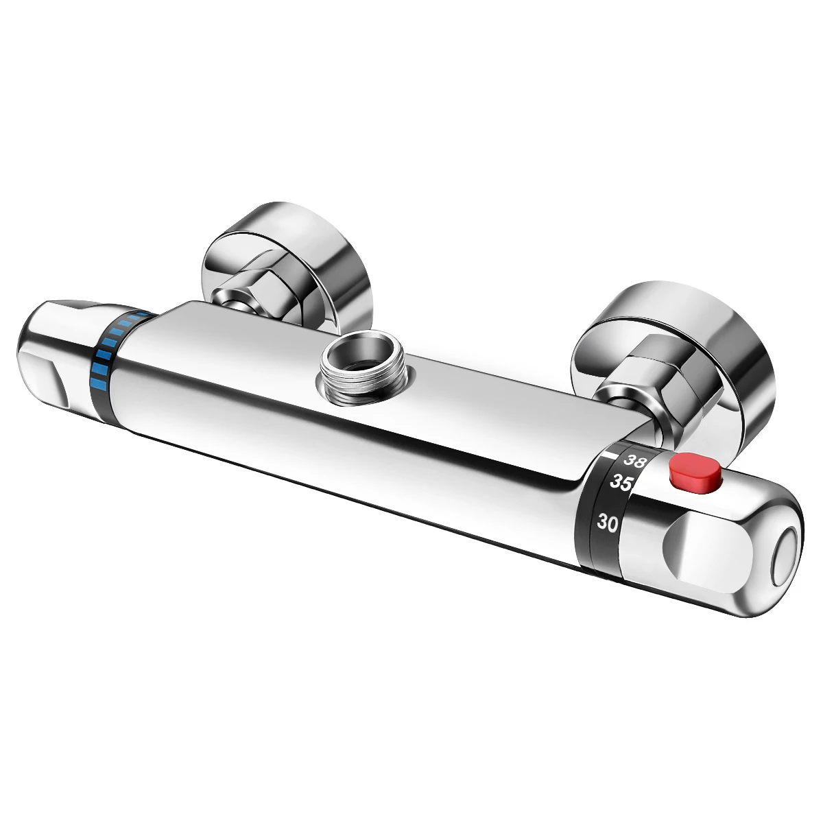 Grifo De Ducha Termostático De Acero Inoxidable, Apto Para Uso En Baño, Control De Temperatura De Doble Manija, Montaje En Pared.