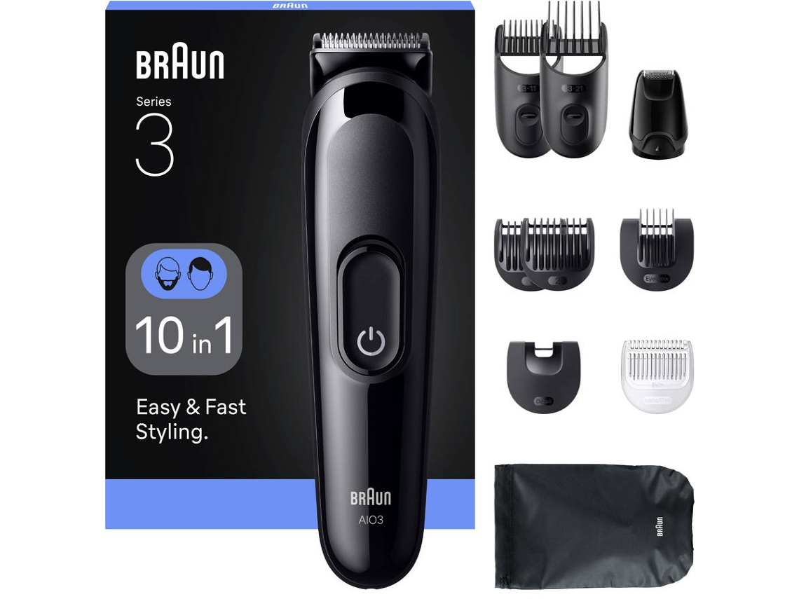 Afeitadora Multifunciones BRAUN Series 3 AIO3560 10-en-1 Para Barba, Cabello y Cuerpo