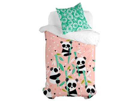 Juego de funda nórdica HAPPYFRIDAY Moshi Moshi Panda Garden (Rosa)